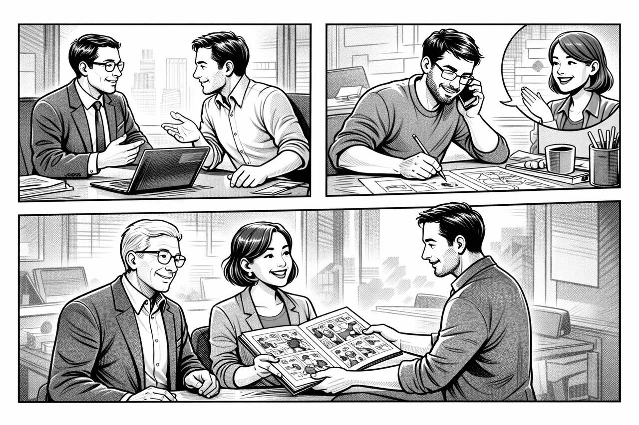 Komiksy na zamówienie dla firm – współpraca z klientem i prezentacja gotowego komiksu
